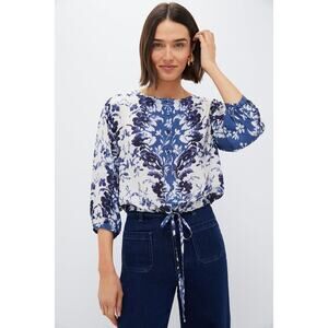 TUCKERNUCK Indigo Reflection Kennedi Tie Blouse Size M NWT